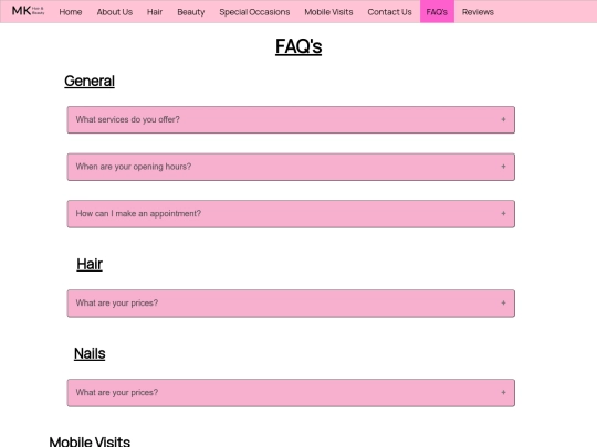 FAQs screenshot