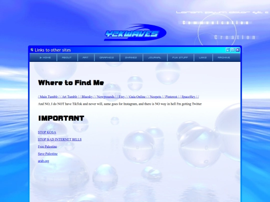 links screenshot