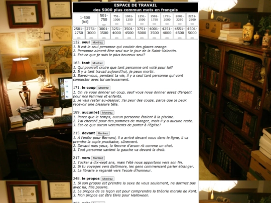 pages/vocabulaire/espacedetravail screenshot