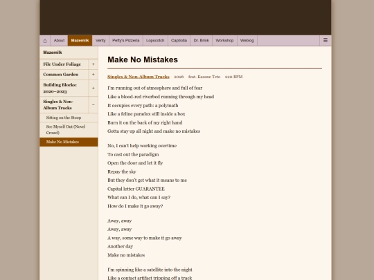 mazemilk/singles/make-no-mistakes screenshot