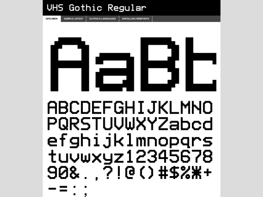 webfontkit-20250121-131837/vhs-gothic-demo screenshot