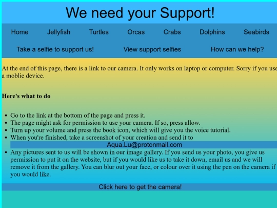 support screenshot