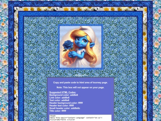 tourneypages/smurfette screenshot
