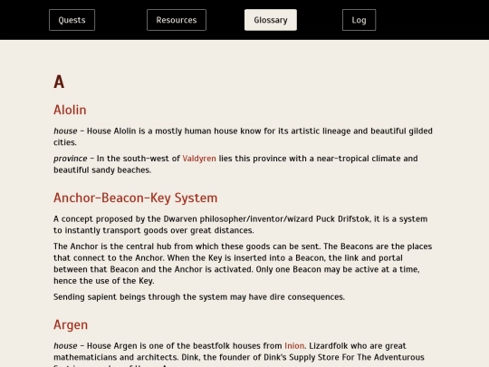 glossary screenshot