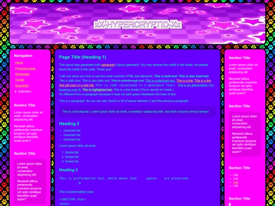 examplepage screenshot