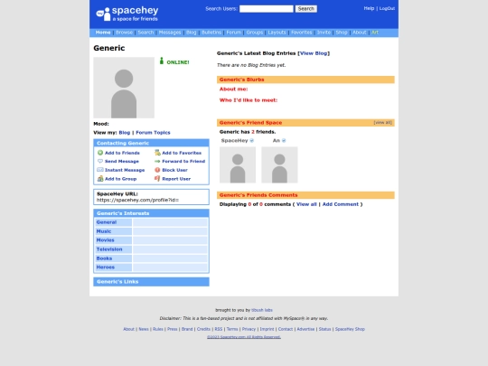 html/spacehey screenshot