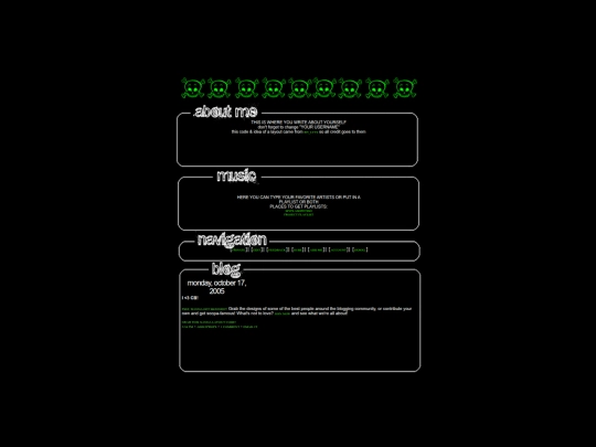 schema/xanga/xanga-themes/neon-flashing-skulls screenshot