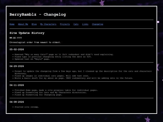 changelog screenshot