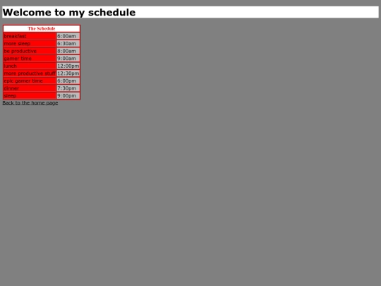 schedule screenshot
