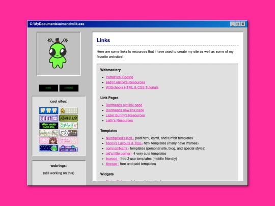 links screenshot