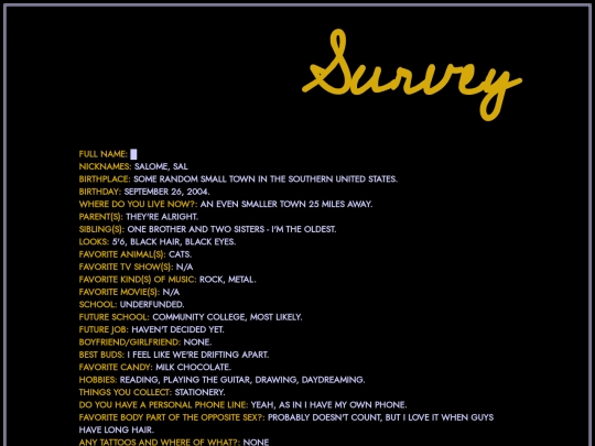 home/about/survey screenshot