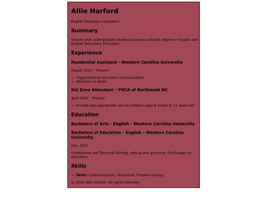 resume screenshot