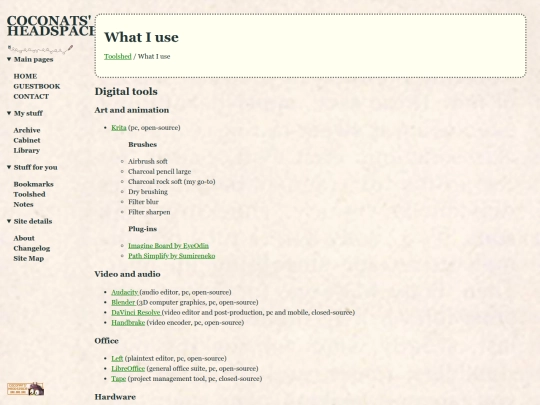 site/what-i-use screenshot