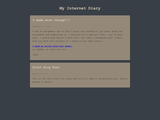 Homepage/blog/thediary screenshot