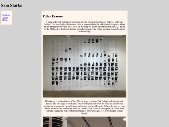 Portfolio Pages/columns screenshot