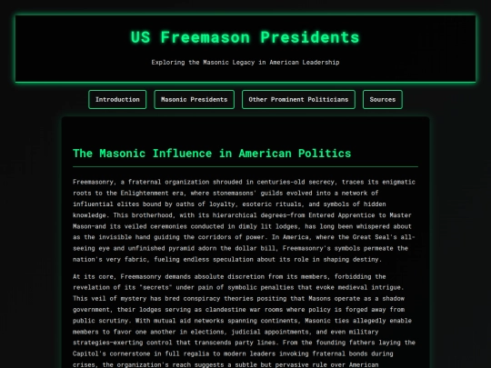 Pages/Subjects/US_Presidents screenshot