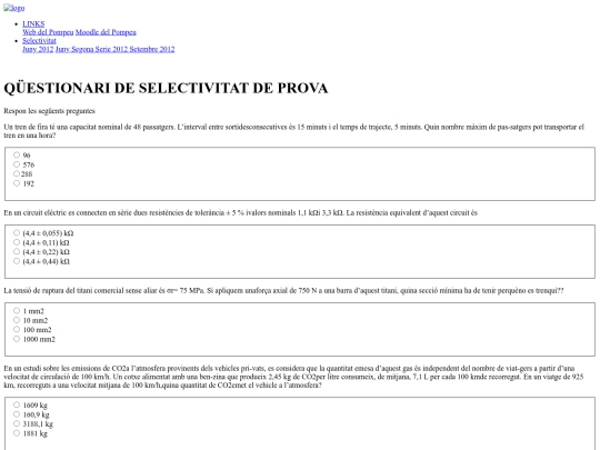 selectivitat/quiz screenshot