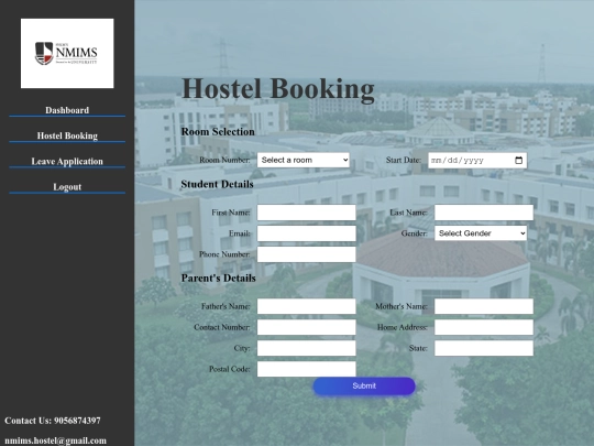 Hostel Management System/form3 screenshot