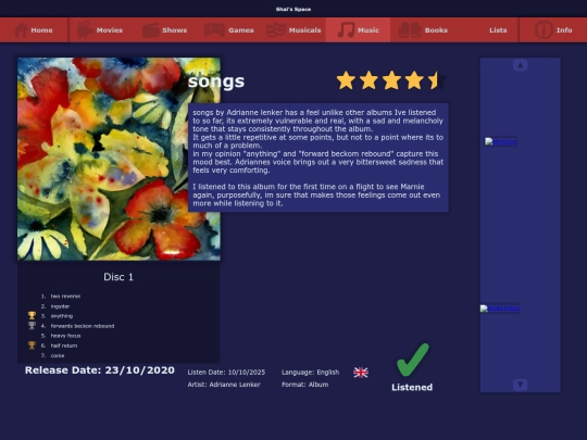 the_list/music/songs_2020 screenshot