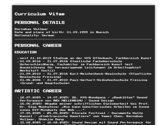 Curriculum Vitae/CurriculumVitae screenshot