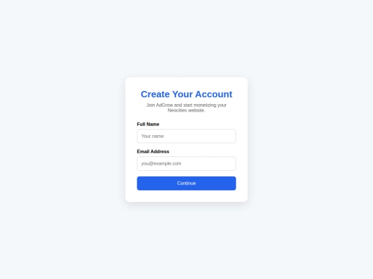 signup screenshot