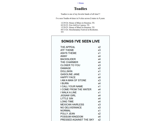 bands/toadies screenshot