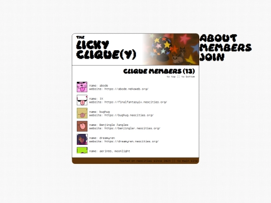 projects/lickyclique/members screenshot