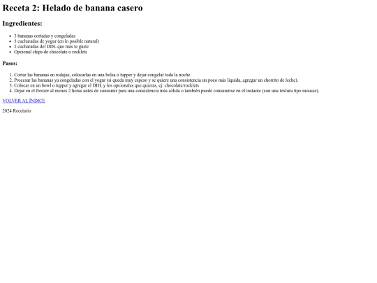 Recetario/Helado banana screenshot