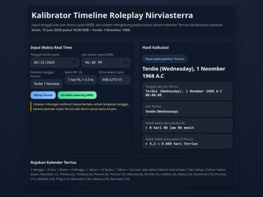 Nirviasterra Calendar screenshot