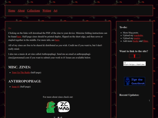 pages/zines screenshot
