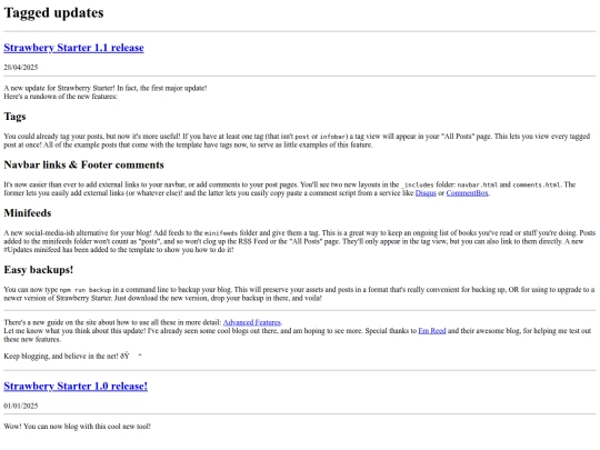 blog/tags/updates screenshot