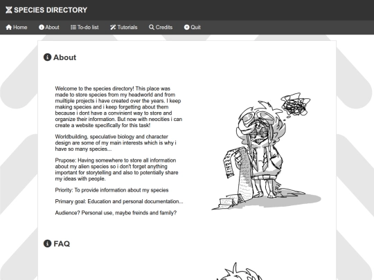 Species Directory/About screenshot