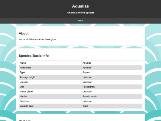Species Directory/Aqualias screenshot