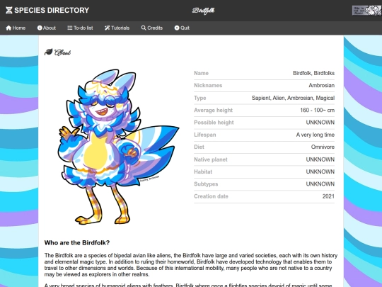 Species Directory/Birdfolk screenshot