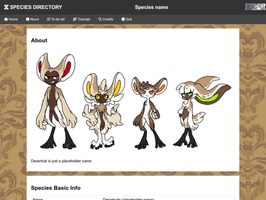Species Directory/Desertcats screenshot