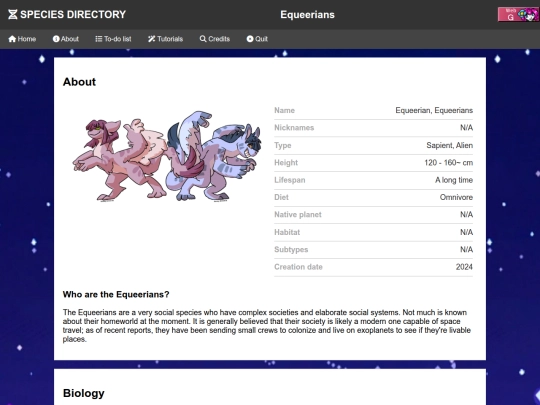 Species Directory/Equeerians screenshot