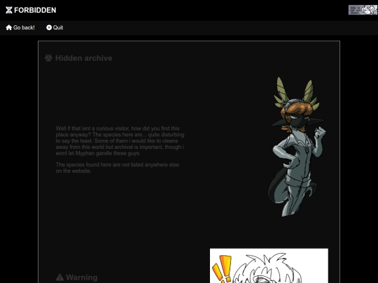 Species Directory/FORBIDDEN screenshot