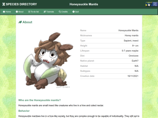 Species Directory/Honeysuckle_Mantis screenshot