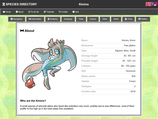 Species Directory/Kimins screenshot