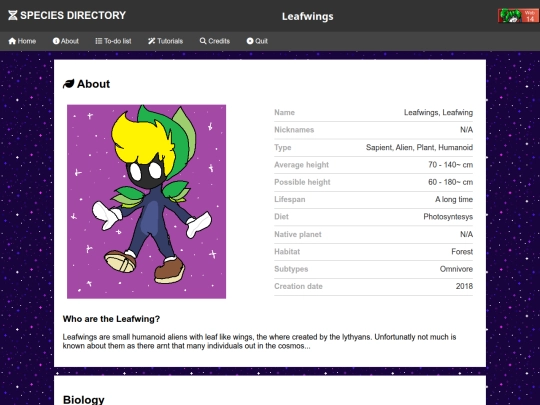 Species Directory/Leafwings screenshot