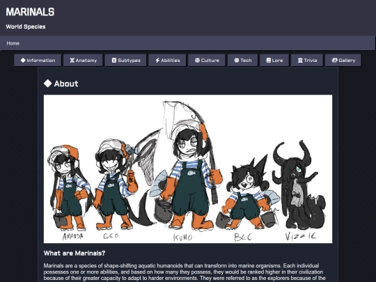 Species Directory/Marinals screenshot
