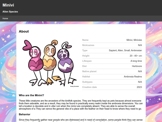 Species Directory/Minivi screenshot