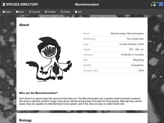 Species Directory/Munchmonsters screenshot