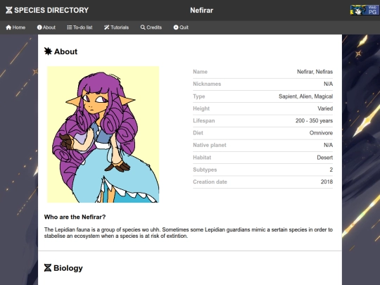 Species Directory/Nefirar screenshot