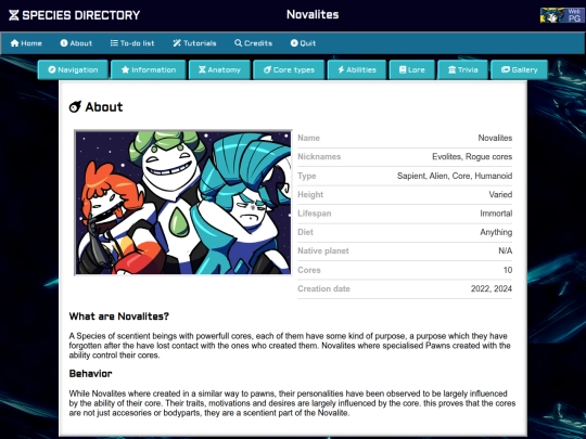Species Directory/Novalites screenshot