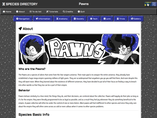 Species Directory/Pawns screenshot