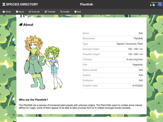 Species Directory/Plantfolk screenshot