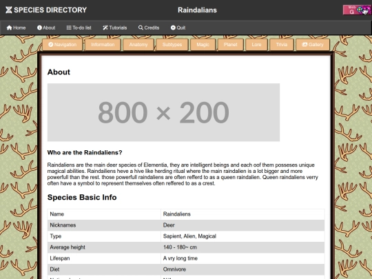 Species Directory/Raindaliens screenshot