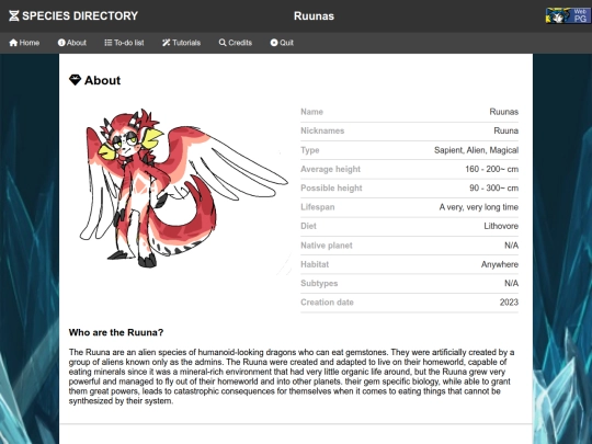 Species Directory/Ruunas screenshot