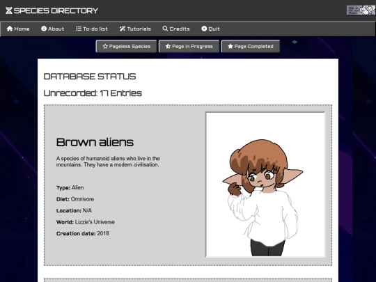 Species Directory/Sapient screenshot